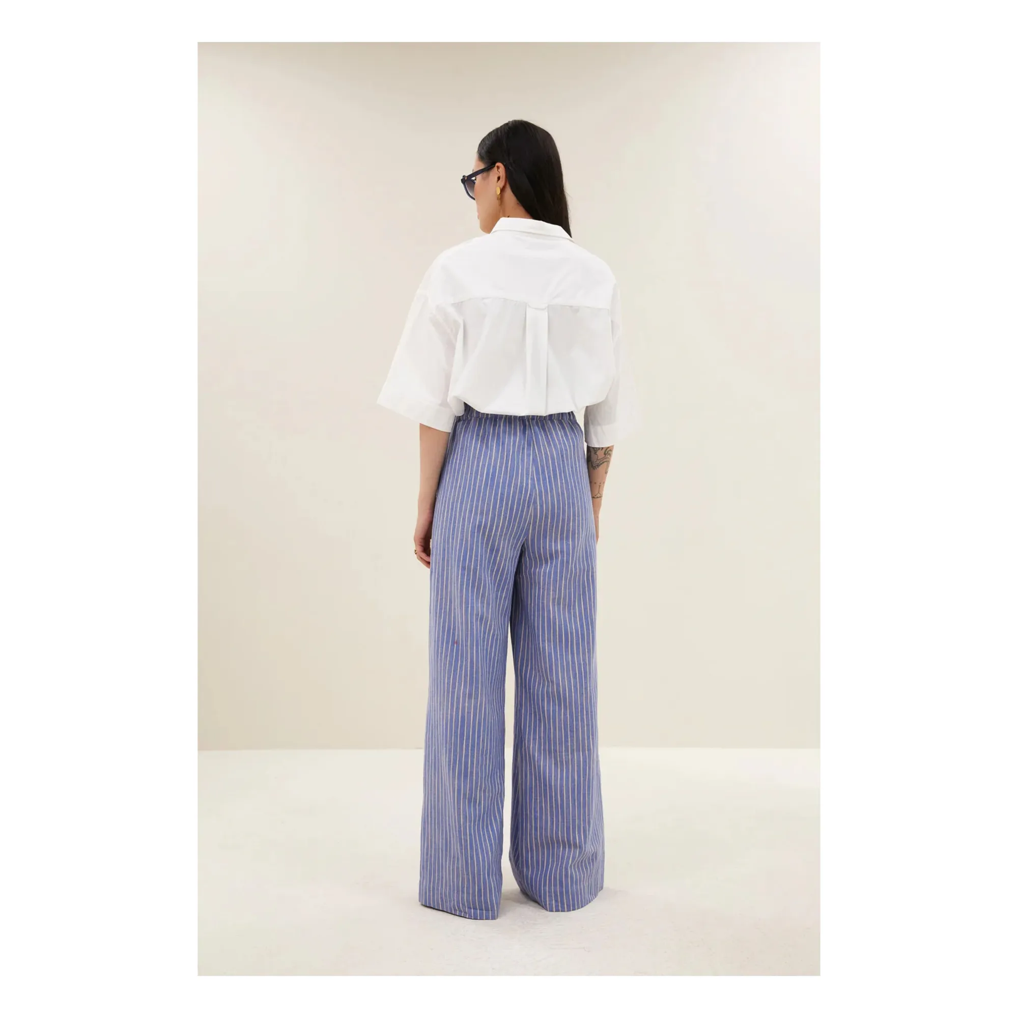 Pantalon Rayures Benji | Bleu- Image produit n°4