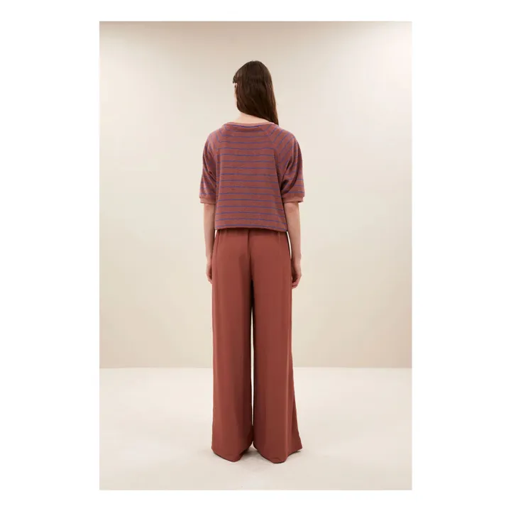 Camiseta de algodón ecológico Neva Stripes | Ladrillo- Imagen del producto n°4