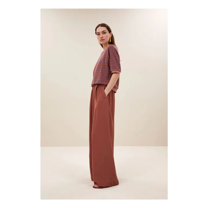 Camiseta de algodón ecológico Neva Stripes | Ladrillo- Imagen del producto n°3