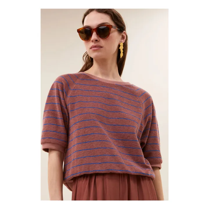 Camiseta de algodón ecológico Neva Stripes | Ladrillo- Imagen del producto n°1