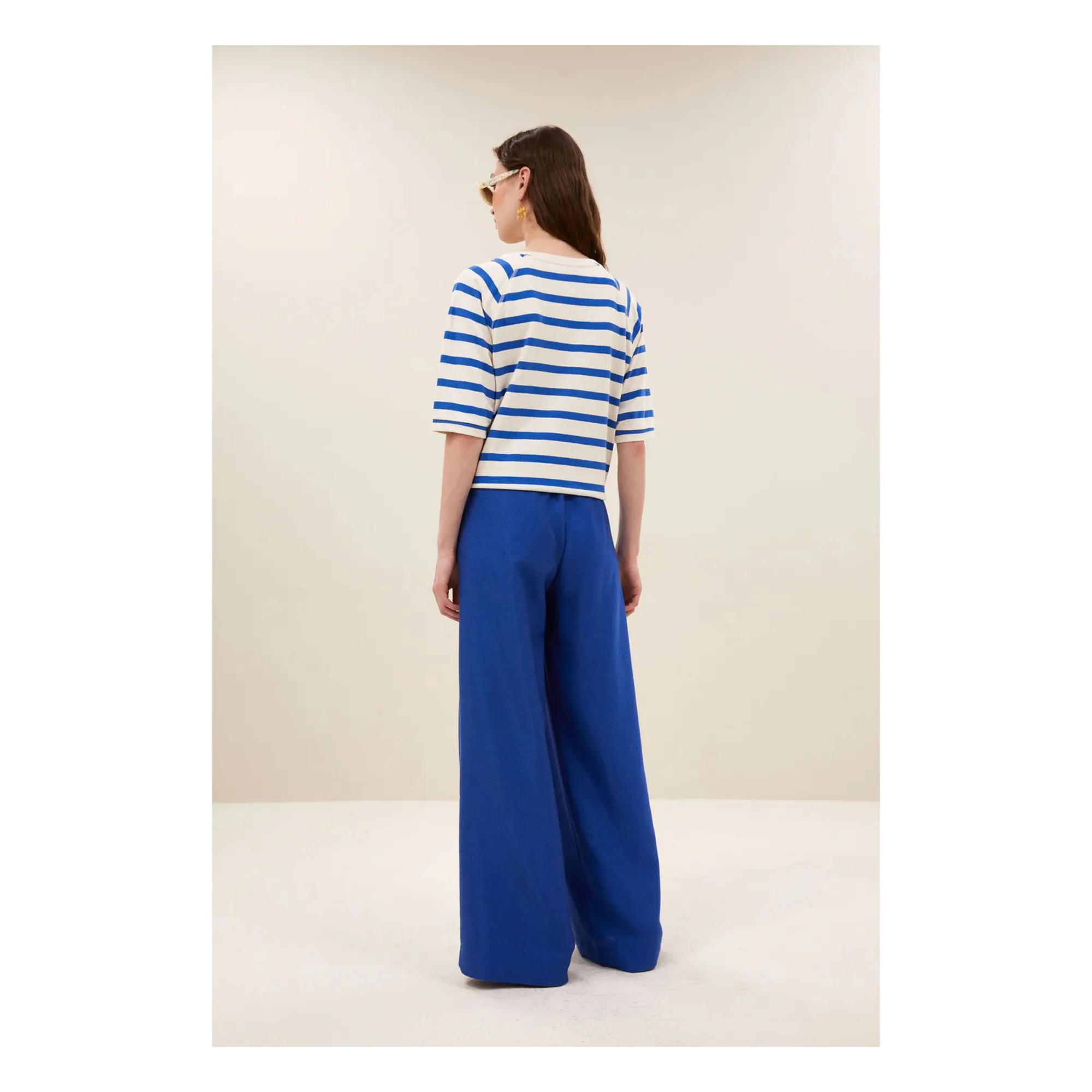 T-shirt Marinière Neva Coton Bio | Bleu azur- Image produit n°4