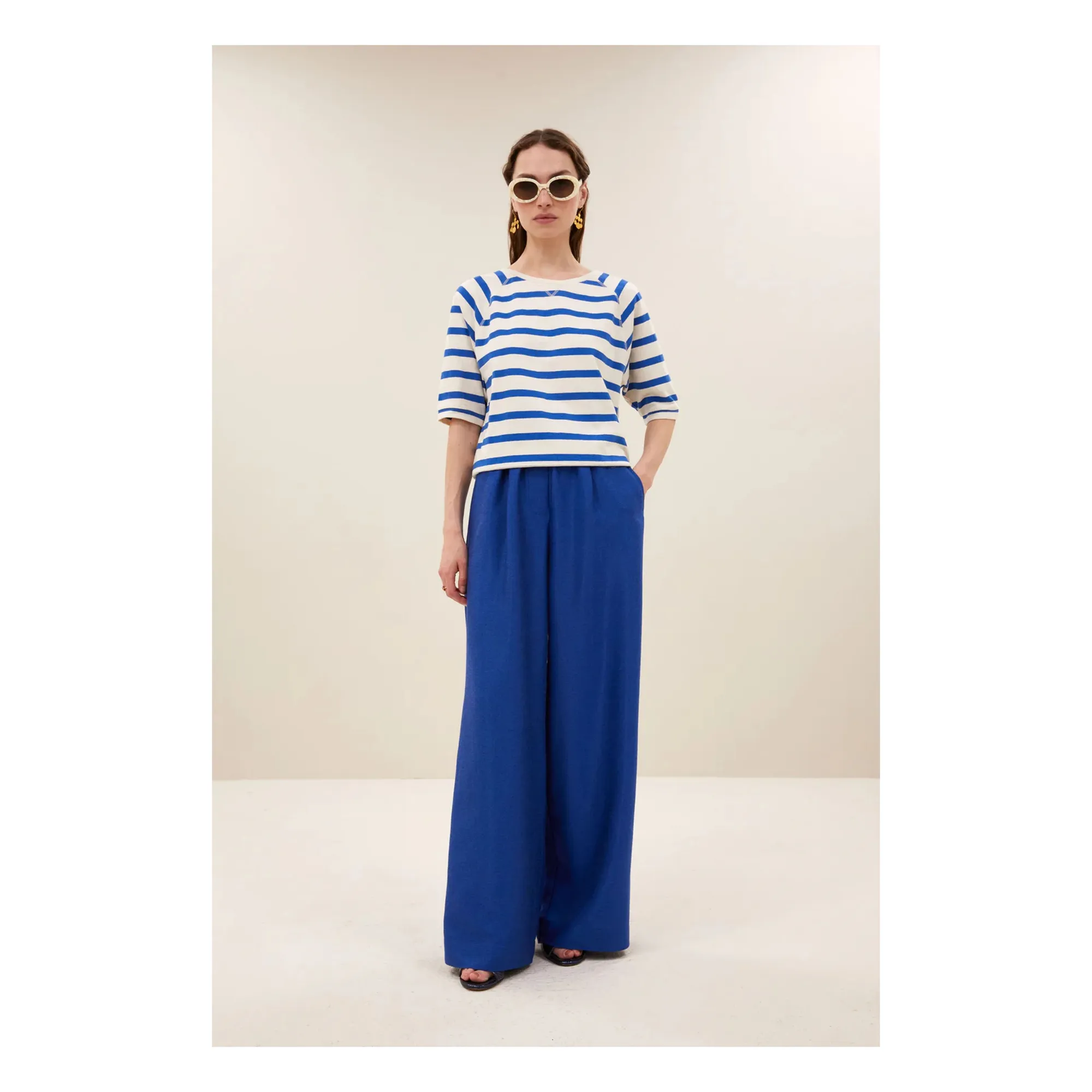 T-shirt Marinière Neva Coton Bio | Bleu azur- Image produit n°2