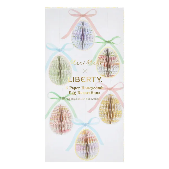 Huevos decorativos colgantes - Meri Meri x Liberty - Lote de 6