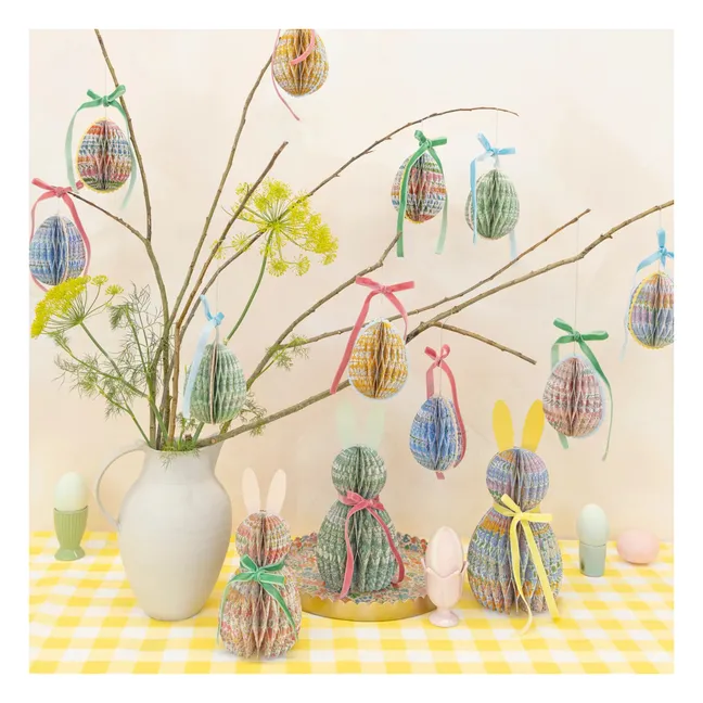 Huevos decorativos colgantes - Meri Meri x Liberty - Lote de 6