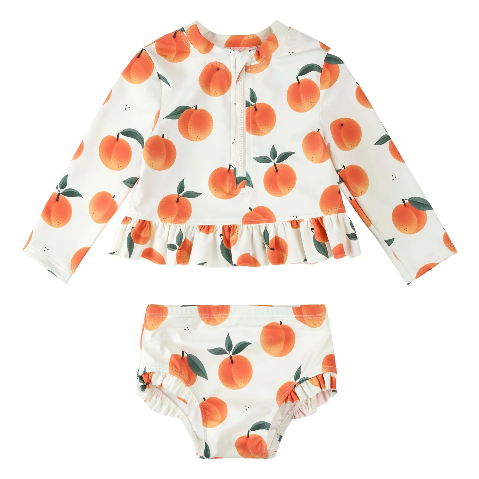 Petit Lem Ecru Peaches Recycled Fiber Uv Protection T-Shirt And Panty Set