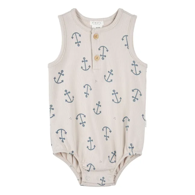 Anchor romper Ribbed Organic Cotton | Beige