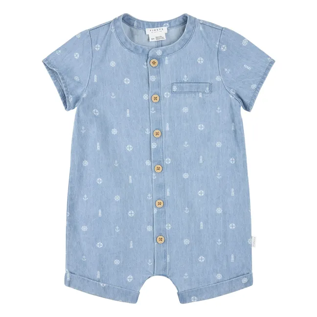Combishort Ancres Chambray Coton Bio | Bleu jean