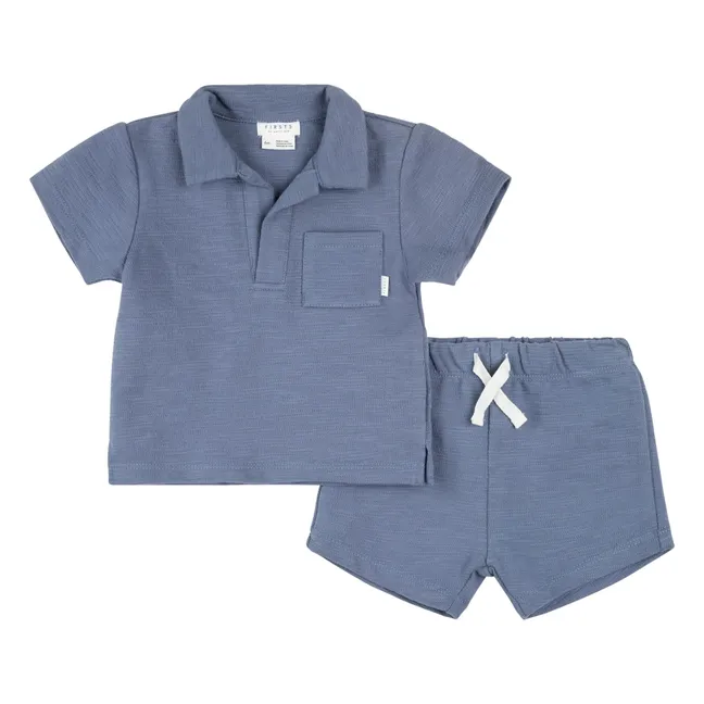 Ensemble Chemise et Short Eponge Coton Bio | Bleu