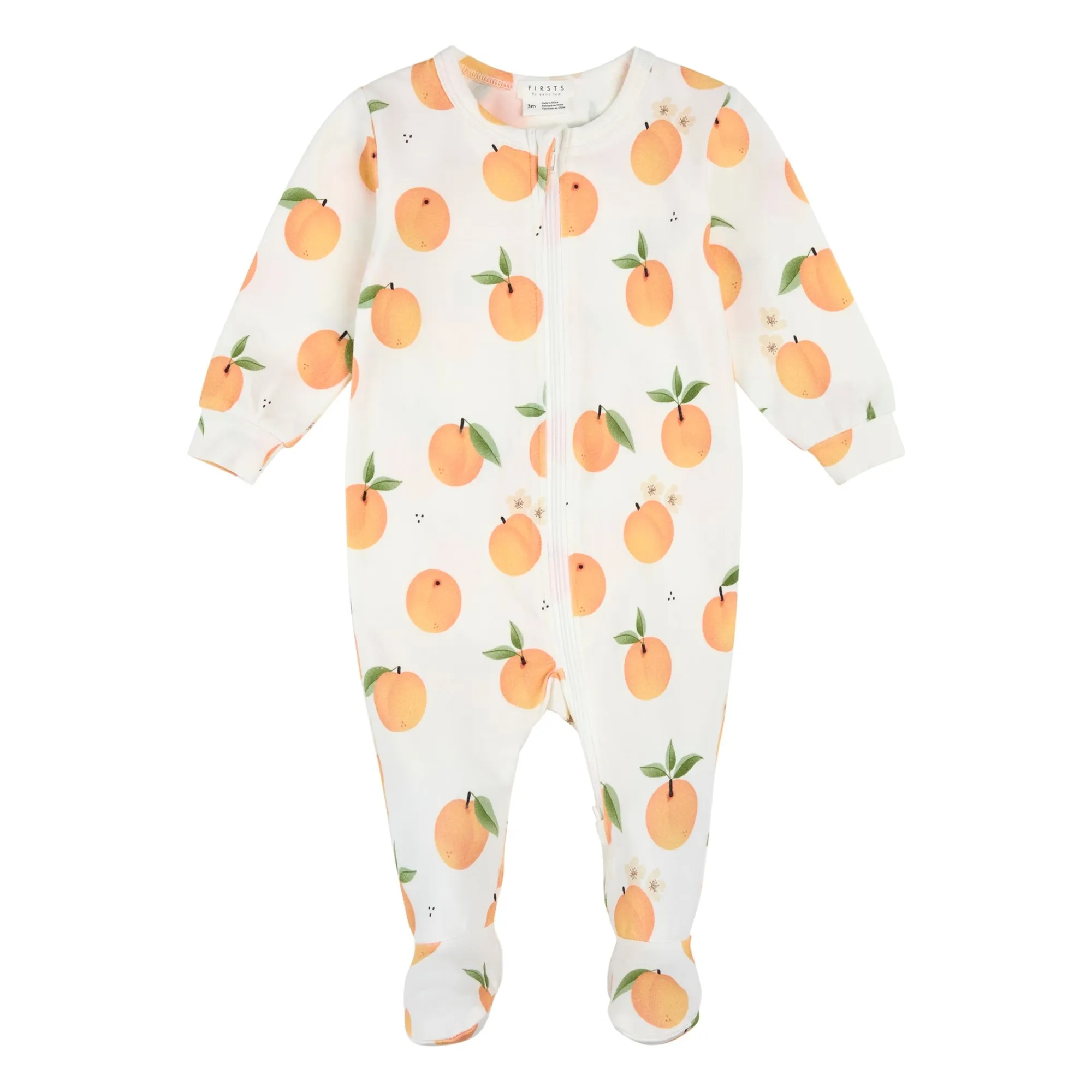 Petit Lem White Peach Pyjamas With Feet Organic Cotton And Modal