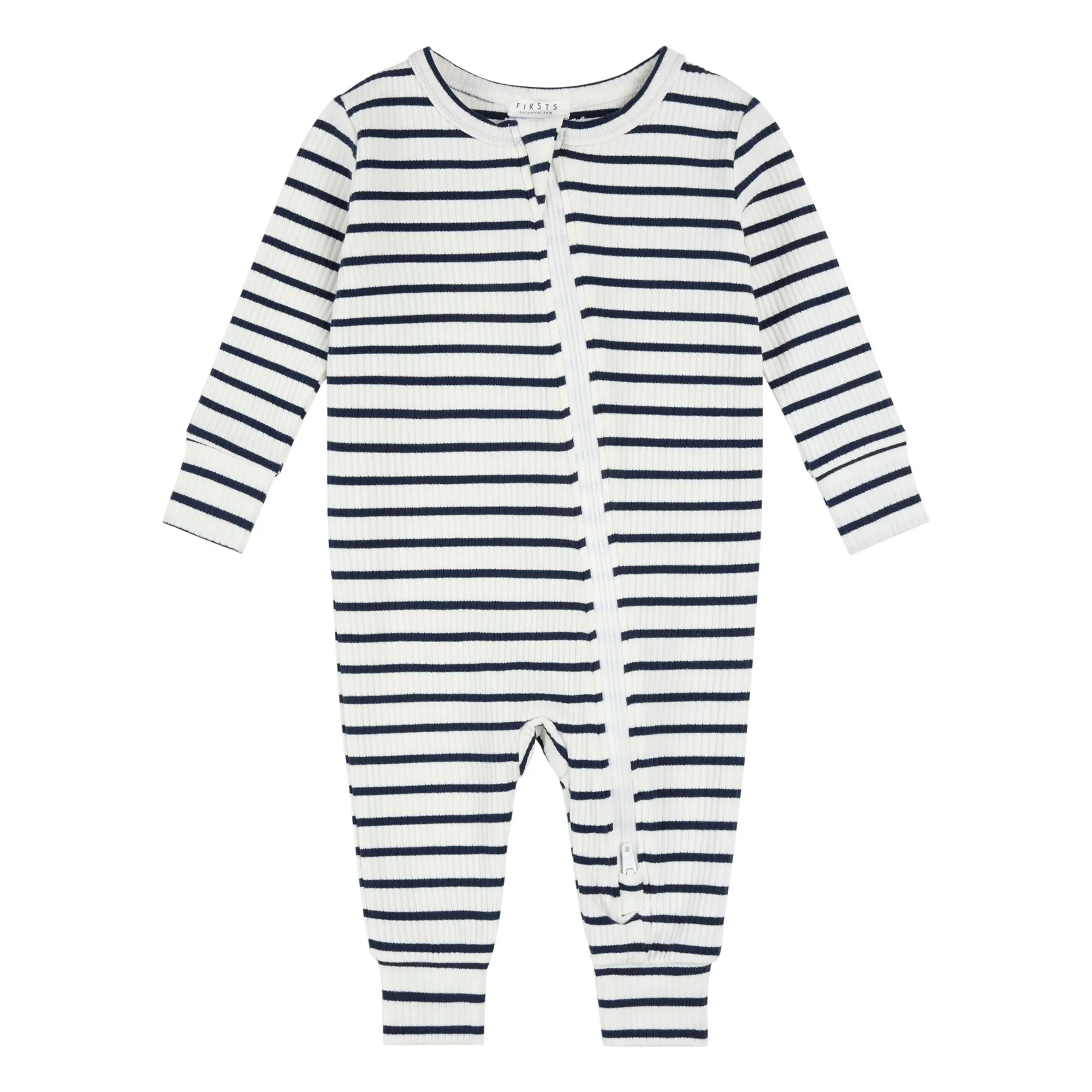 Petit Lem Navy Blue Ribbed Organic Cotton And Modal Footless Pyjamas
