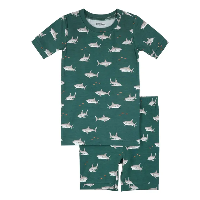 Pyjama Short Sharks Organic Cotton and Modal | Dark green