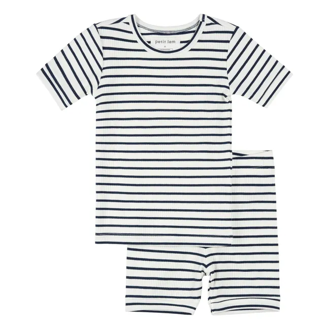 Pyjama Short Ribbed Organic Cotton and Modal | Navy blue