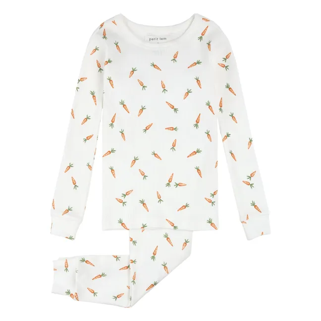 Organic Cotton Ribbed Carrot Pyjamas | White