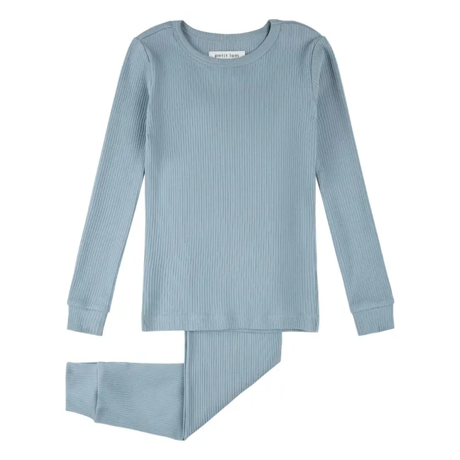 Organic Cotton and Modal Ribbed Pyjamas | Blue