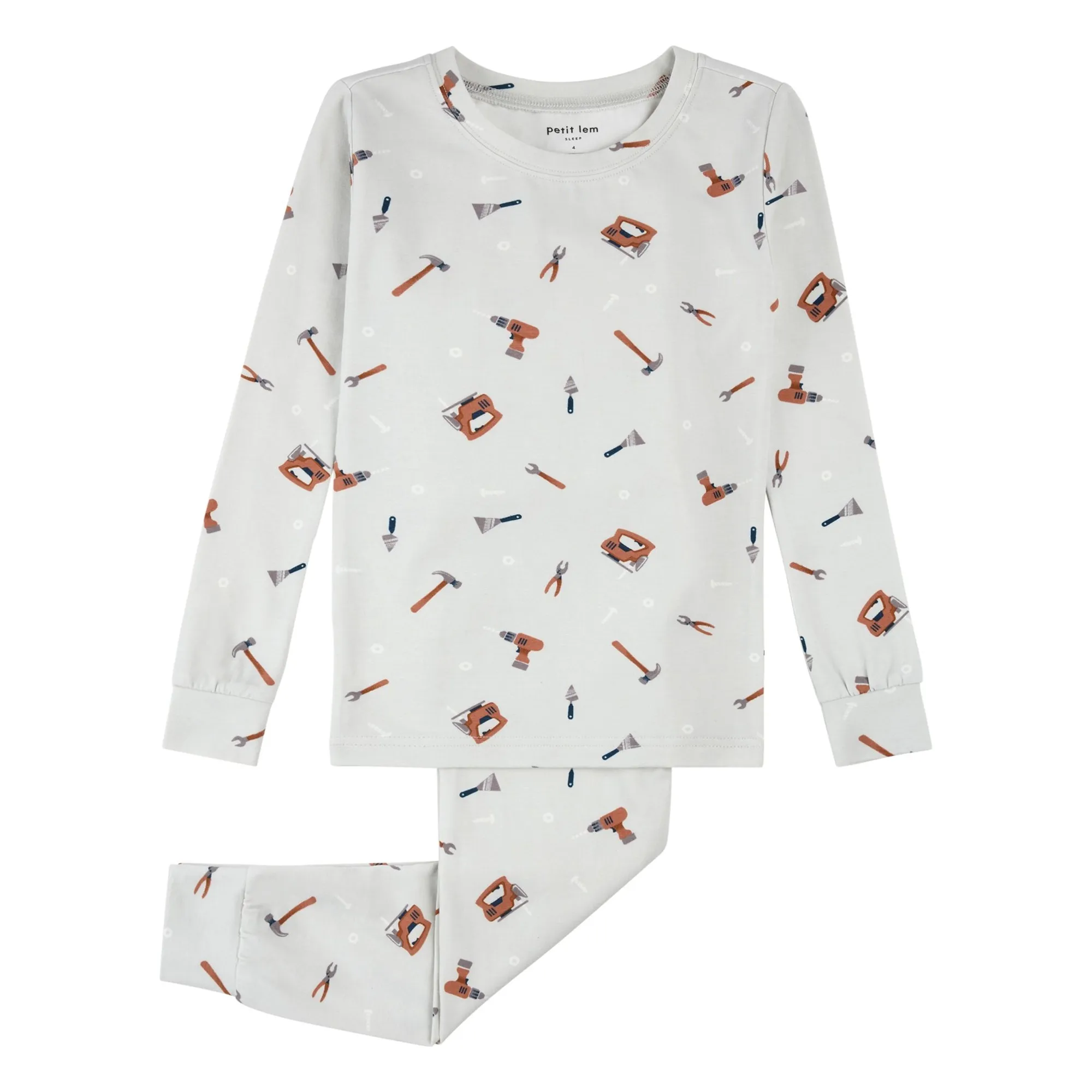 Petit Lem Grey Pyjamas Tools Organic Cotton And Modal