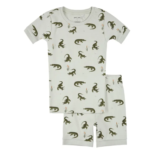 Pyjama Short Crocodiles Organic Cotton | Green