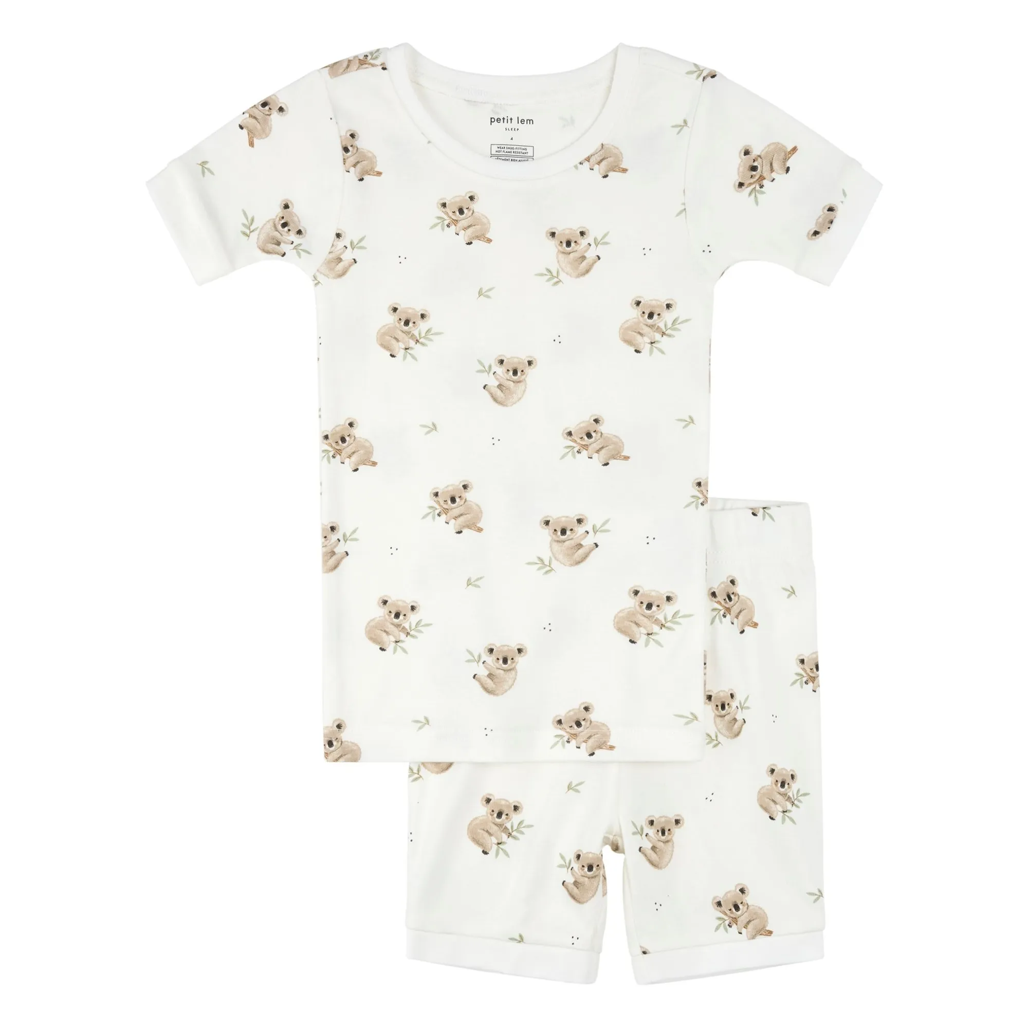 Petit Lem White Pyjama Short Koalas Organic Cotton