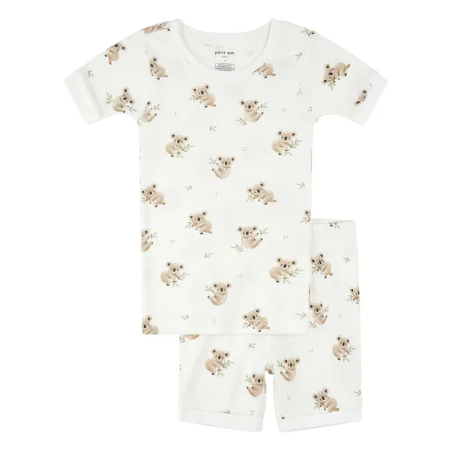 Pantalones cortos de pijama Koalas de algodón orgánico | Blanco