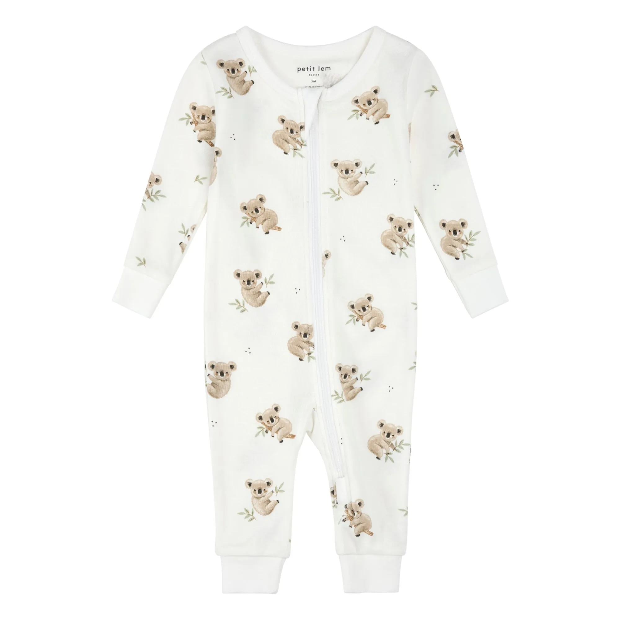 Petit Lem White Koalas Organic Cotton Footless Pyjamas