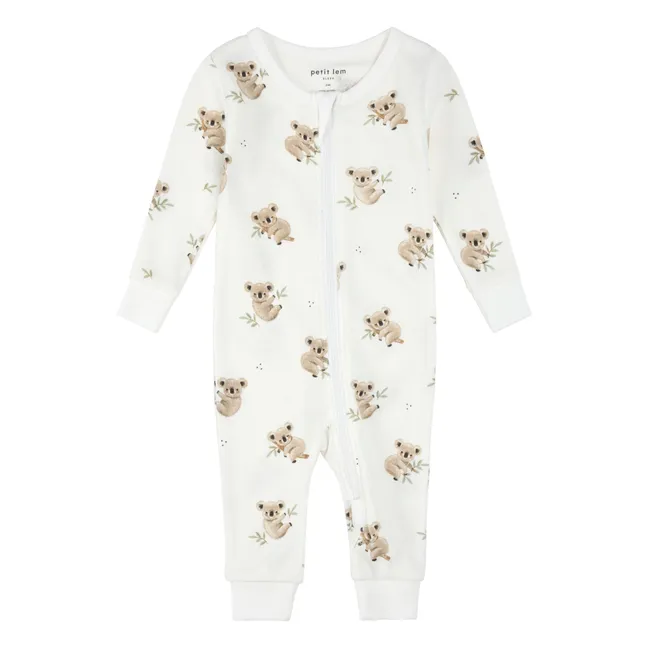 Pijama sin pies Koalas Algodón orgánico | Blanco