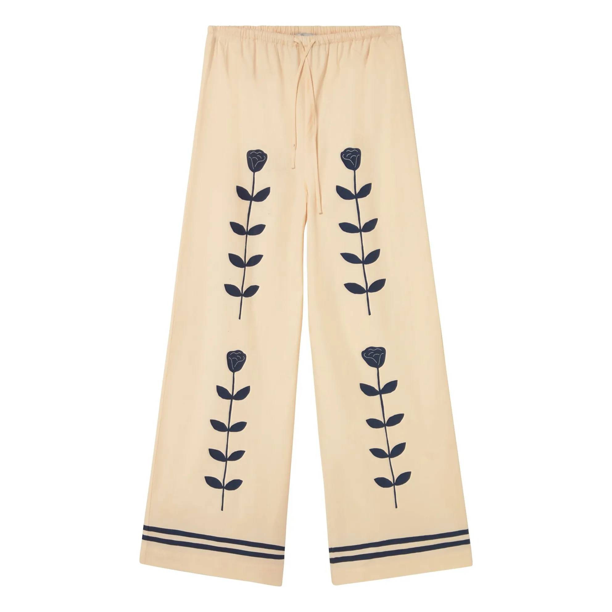 The Tiny Big Sister Cream Elasticated Linen And Cotton Pants