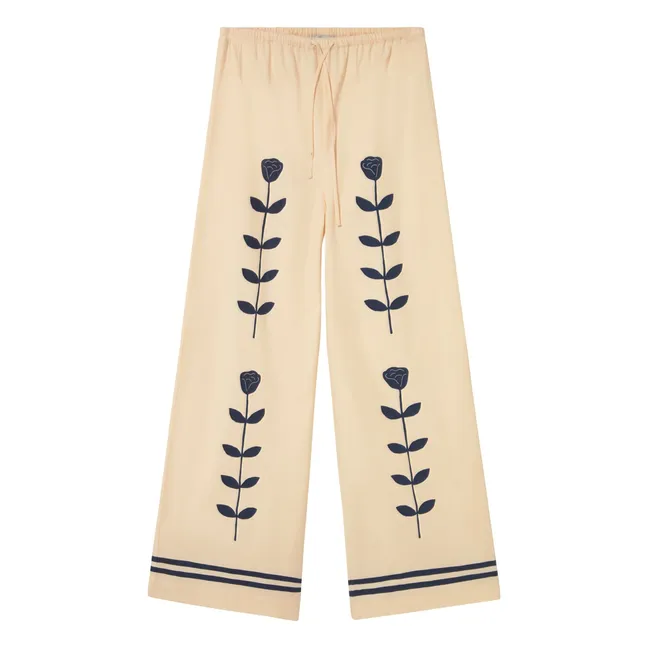 Pantalon Elastiqué Lin et Coton | Crème