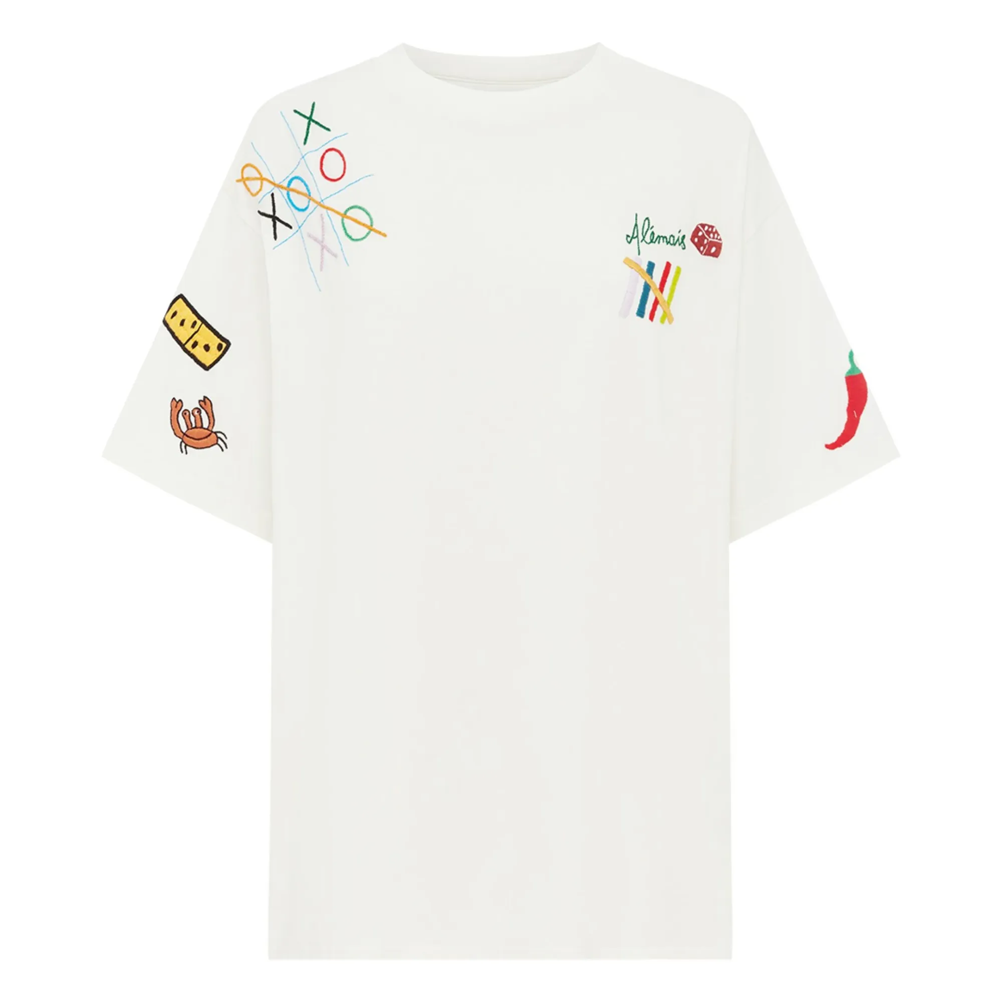 Alémais Cream Players Embroidered Organic Linen T-Shirt