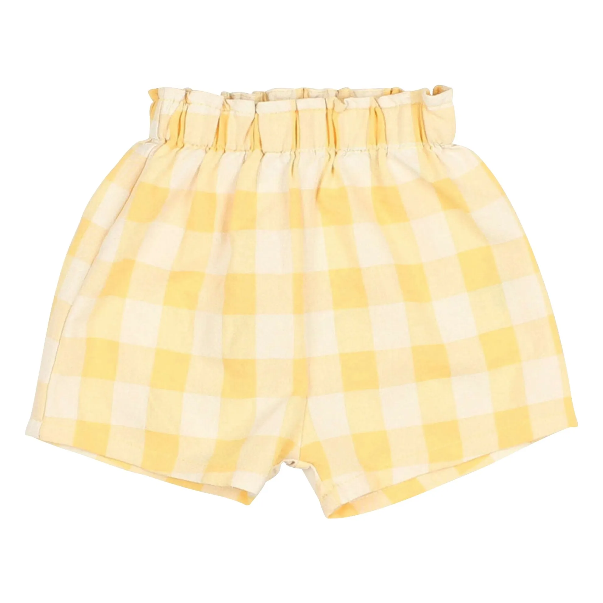 Búho Yellow Gingham Seersucker Organic Cotton Shorts