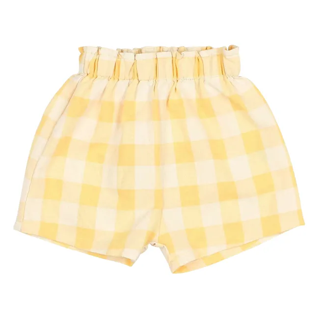 Pantalones cortos de algodón orgánico Gingham Seersucker | Amarillo