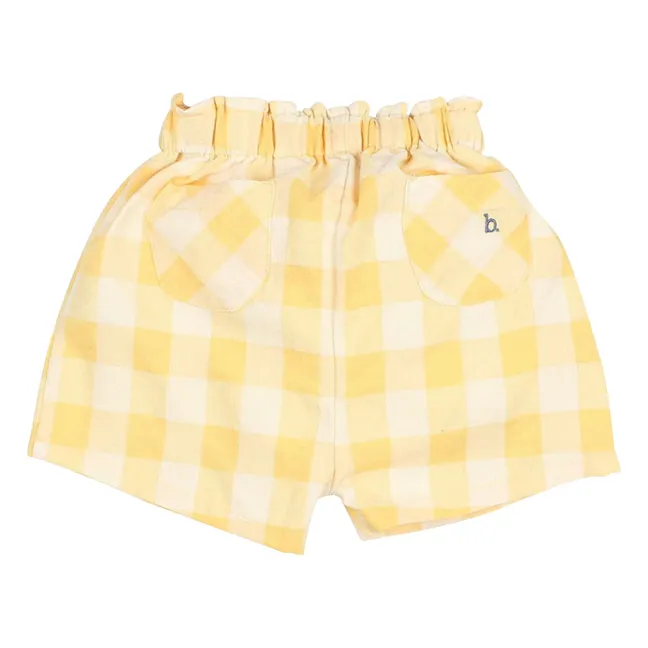 Pantalones cortos de algodón orgánico Gingham Seersucker | Amarillo