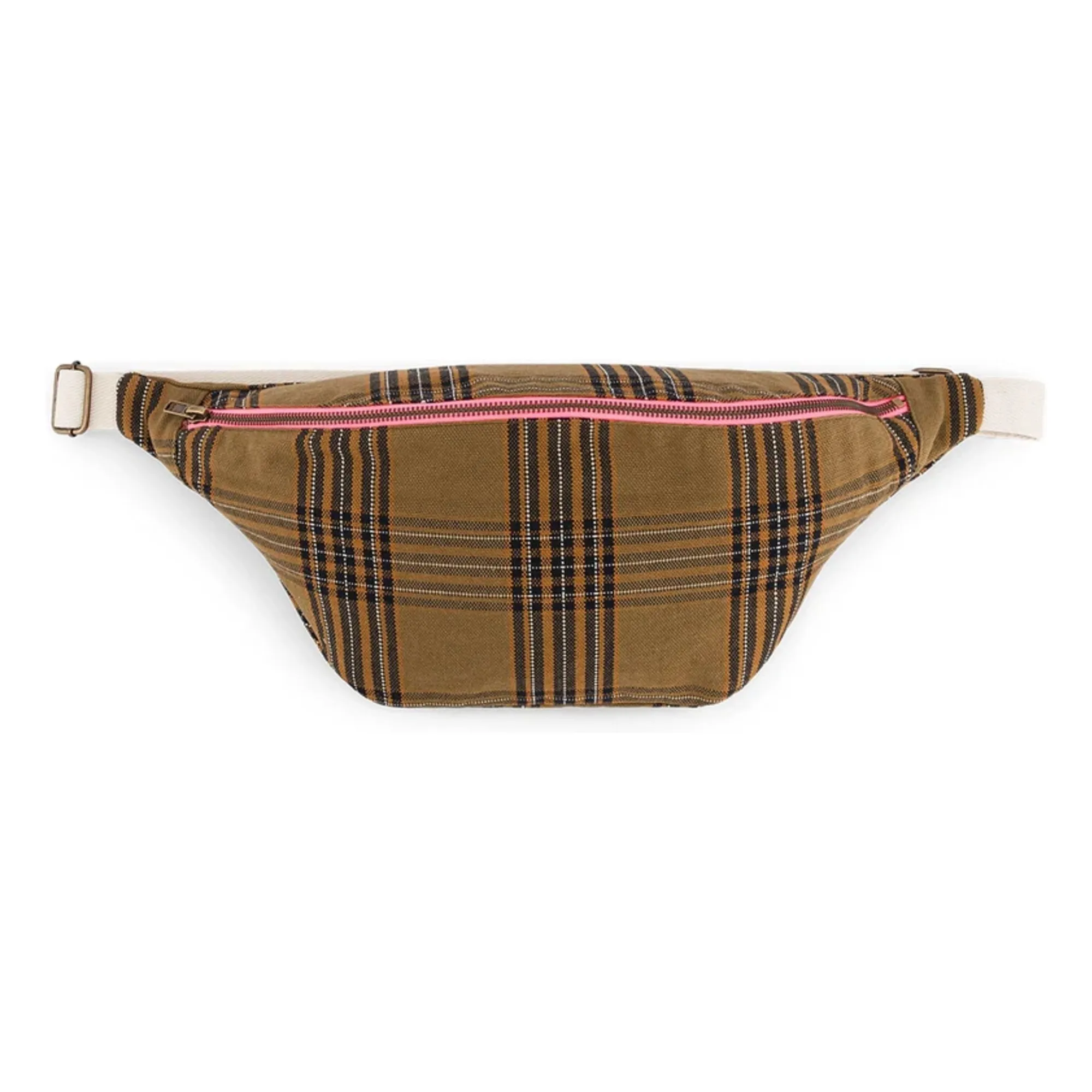 Rose In April Brown Tartan Fanny Pack