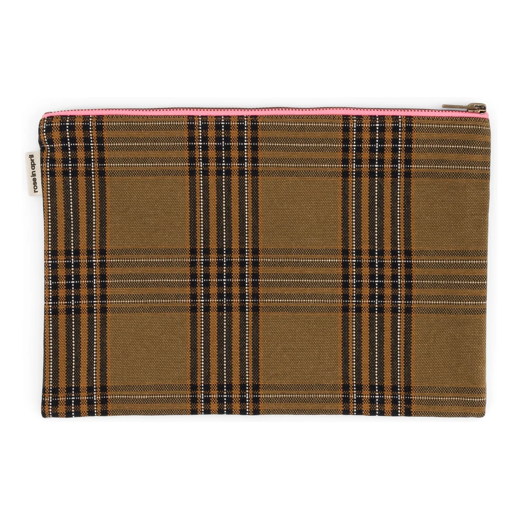 Rose In April Brown Lili Tartan Clutch Bag