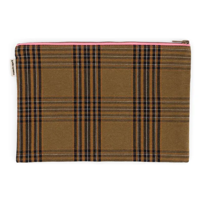 Lili Tartan clutch bag | Brown