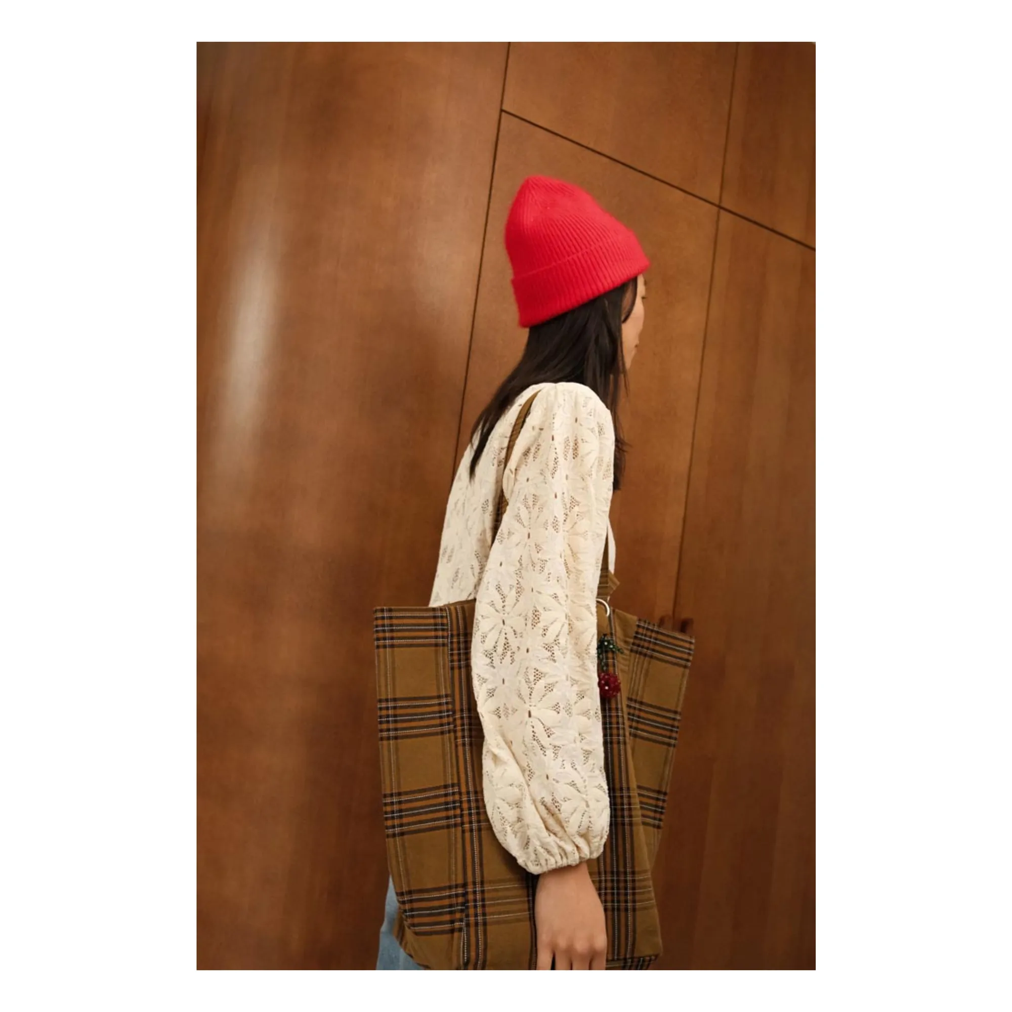 Sac cabas Elisabeth Tartan | Marron- Image produit n°4