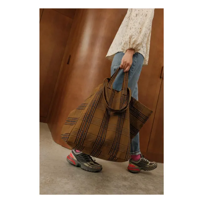 Borsa shopping Elisa Tartan | Marrone