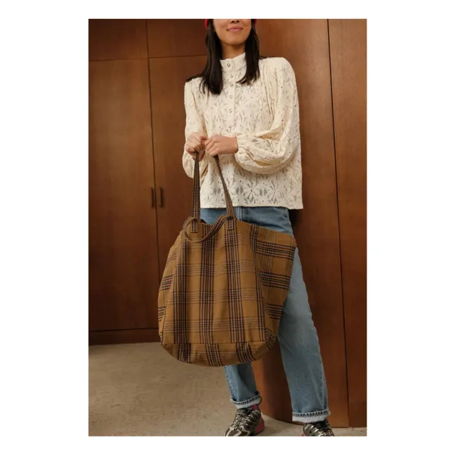 Sac cabas Elisa Tartan | Marron