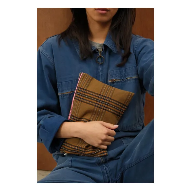 Lili Tartan clutch bag | Brown