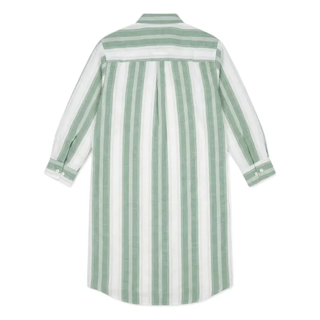 Vestido camisero de rayas Leya | Verde Menta