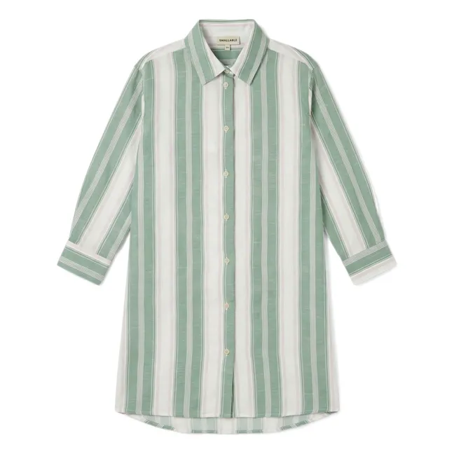 Vestido camisero de rayas Leya | Verde Menta