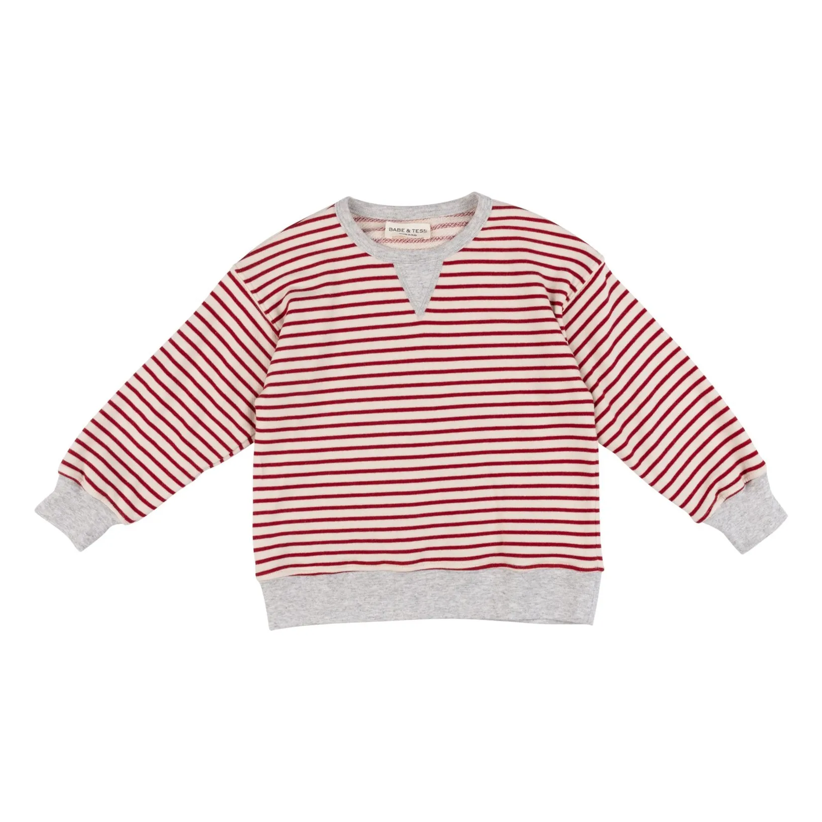 Babe & Tess Red Striped Tito Sweat