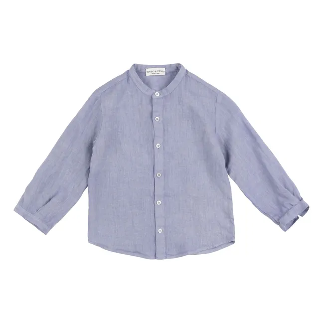 Coreana Camisa de lino | Azul Claro