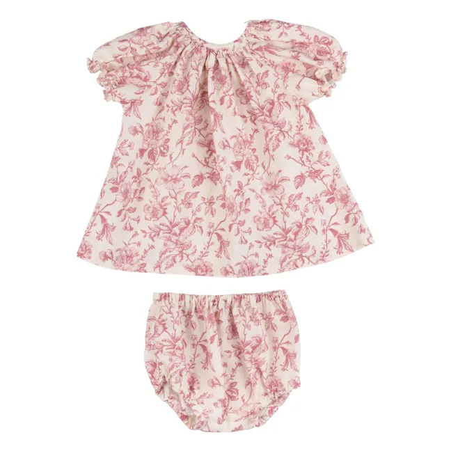 Ensemble Robe et Bloomer Fleuri Lin | Vieux Rose