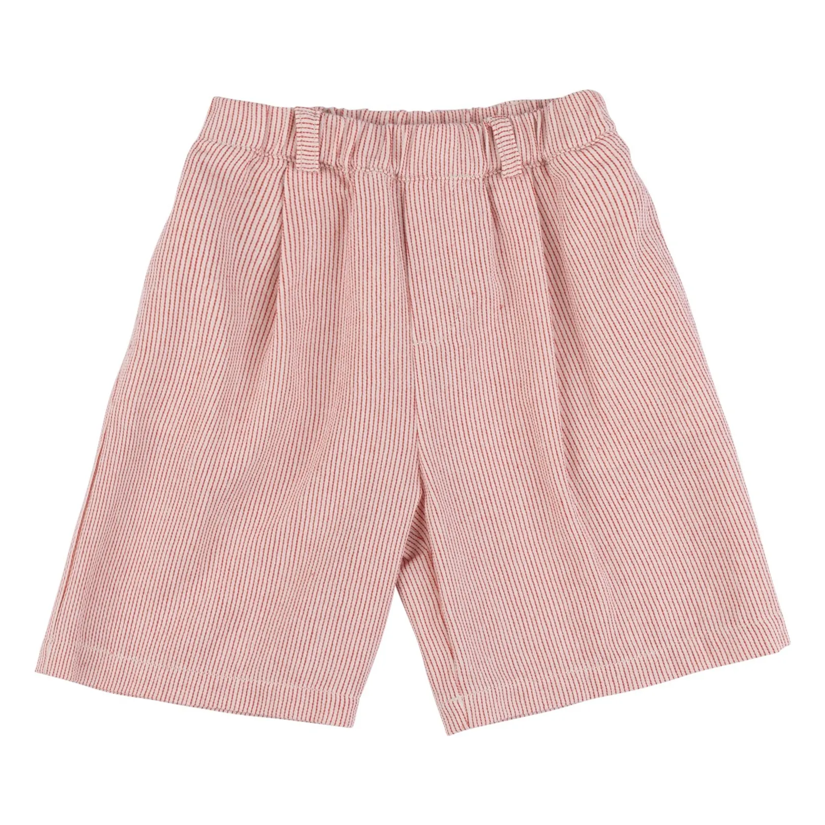 Babe & Tess Red Tokio Striped Bermuda Shorts