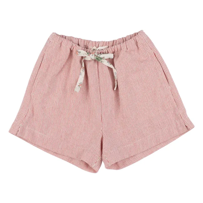 Short Cordon Fleuri Stella Rayé | Rouge