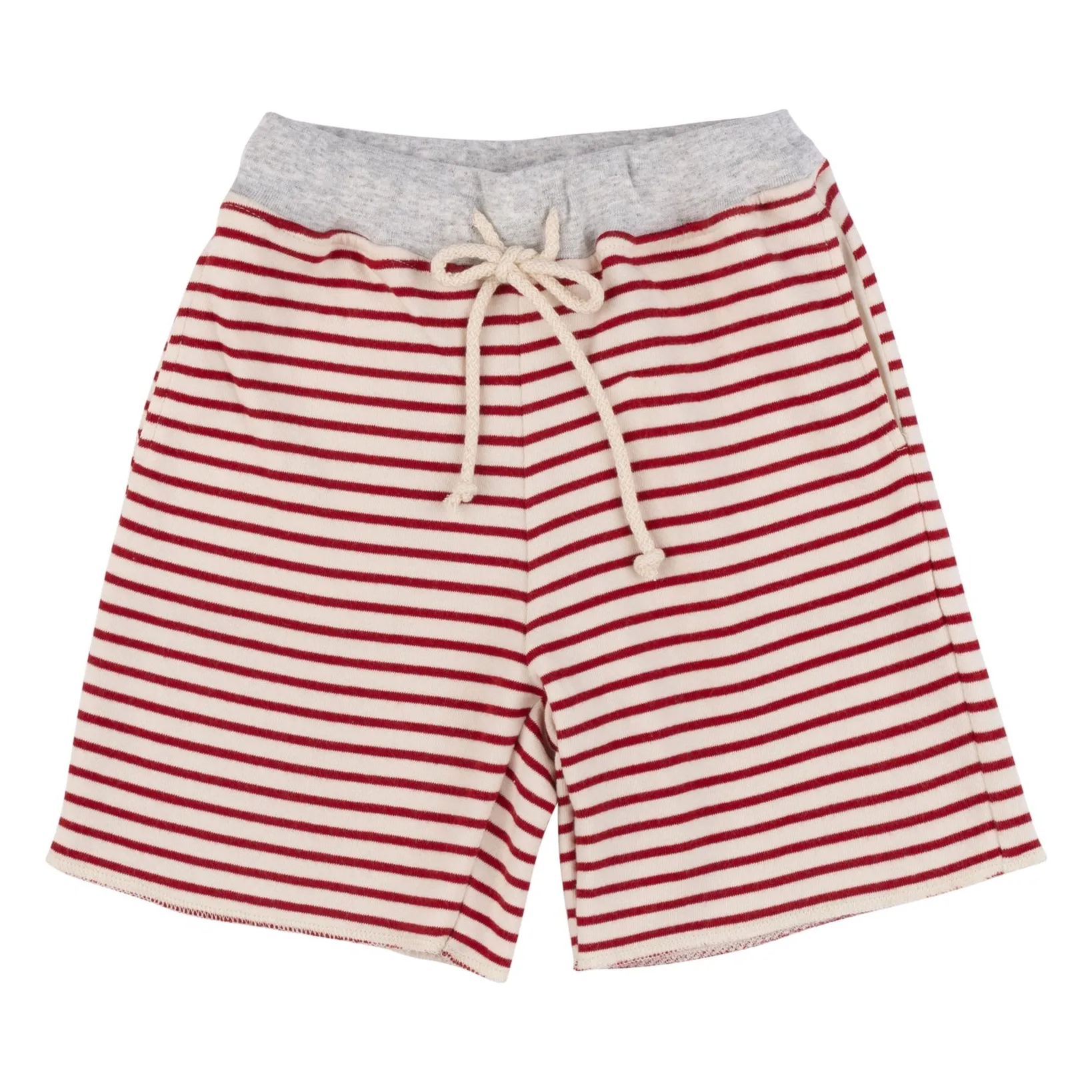Babe & Tess Red Tazio Striped Bermuda Shorts
