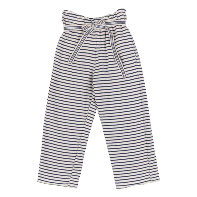 Pantalon Cordon Teresa Rayé | Bleu marine