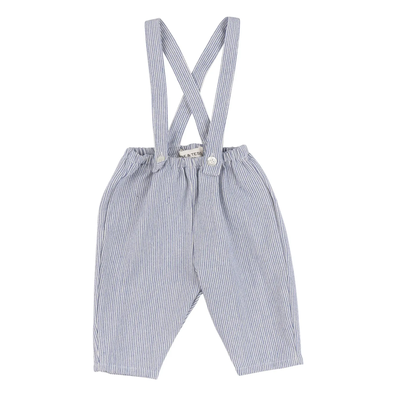 Babe & Tess Azure Blue Striped Overalls
