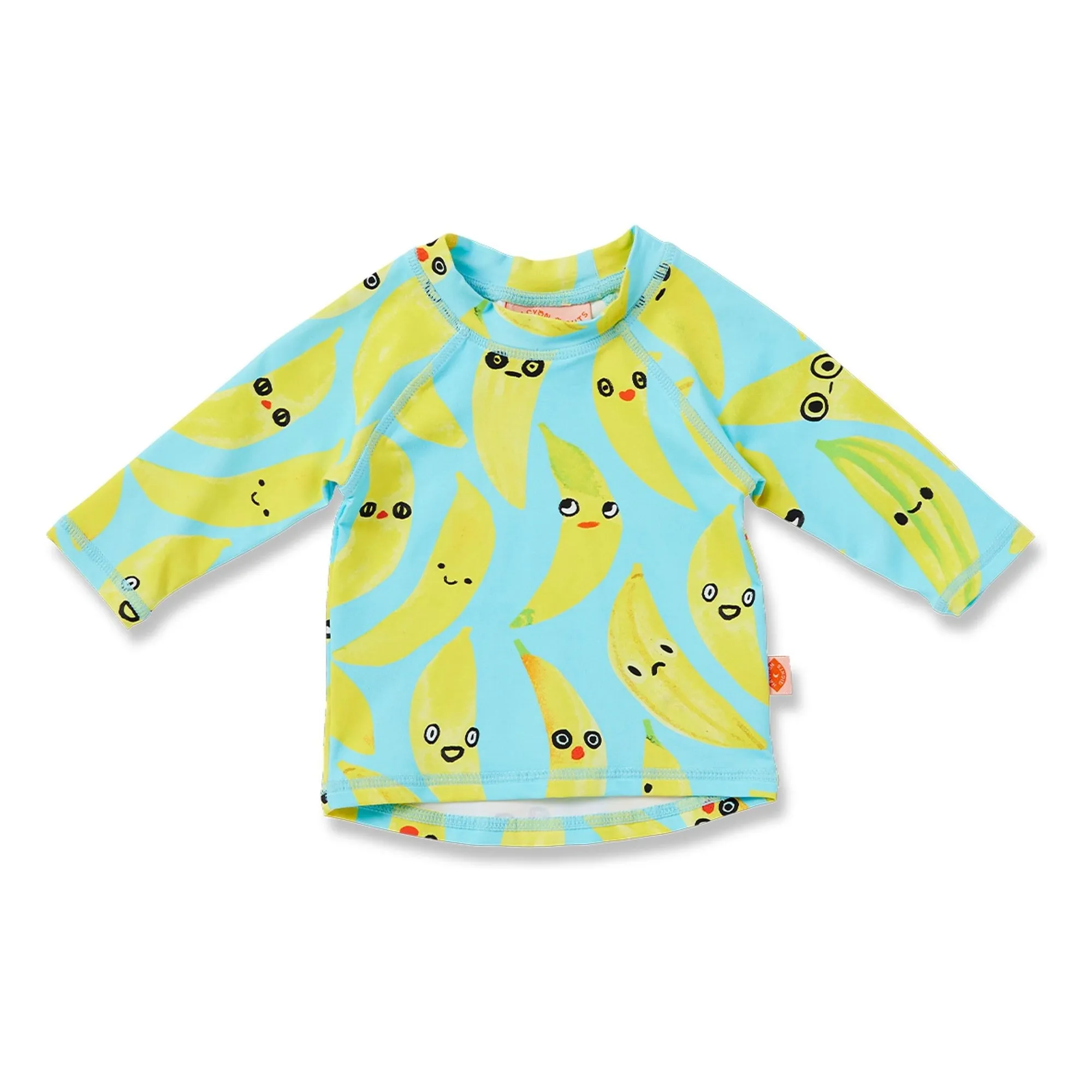 T-shirt de Bain Manches Longues Anti-UV Bananes Fibres Recyclées | Turquoise- Image produit n°0