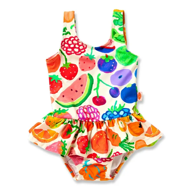 Fruits Ruffles Swimsuit Recycled Fibers | Ecru