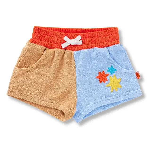 Pantalones cortos de rizo con estrellas | Azul Cielo